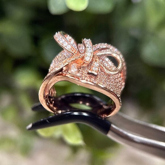 Stunning 925 Rose Gold Cz Bow Ring